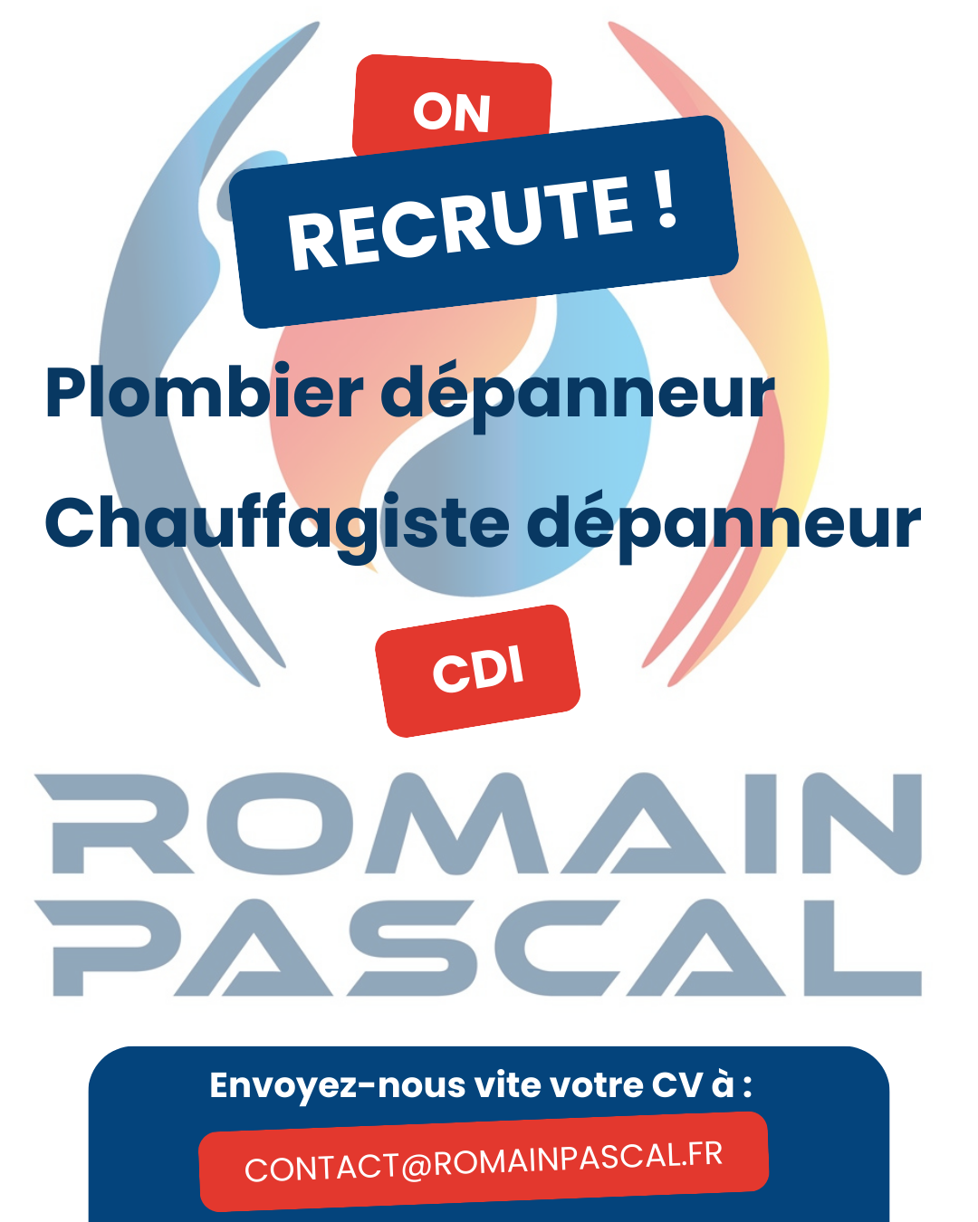 Illustration d'offres d'emploi rouge et bleu